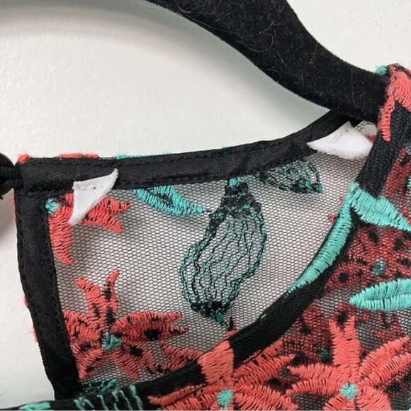 Elliatt Sheer Mesh Overlay Floral Mod Embroidery Mini Dress - Picture 6 of 9